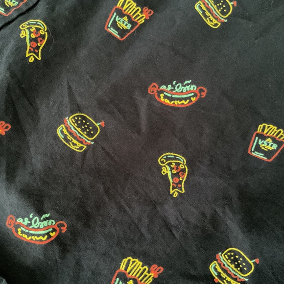 VSTR Fun Foodie Shirt Pizza Hot Dog Fries Hamburger size Large Navy Blue - Picture 6 of 8